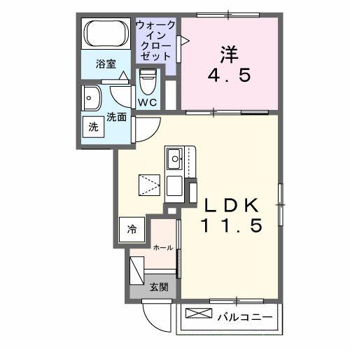 ラポール イースト(1LDK/1階)の間取り写真