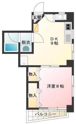 大阪屋ビル(1LDK/3階)の間取り写真
