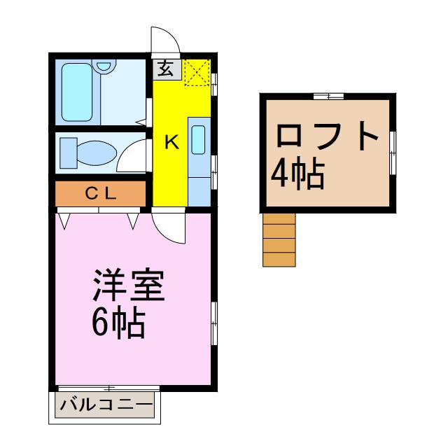 ビレッジ南羽生(1K/2階)の間取り写真