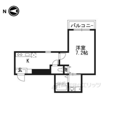 ラルゴ仁王門(1K/5階)の間取り写真