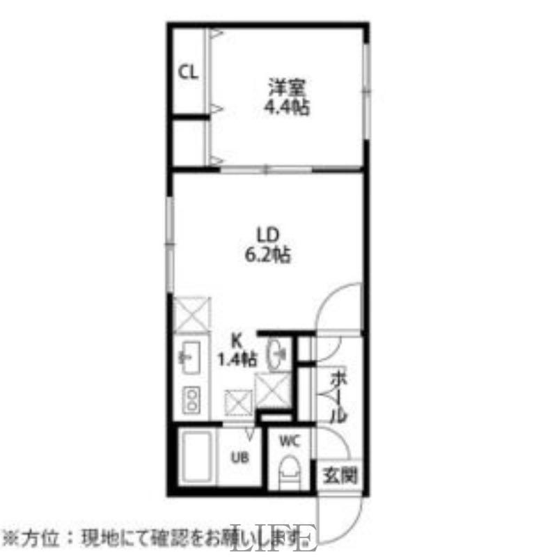 フラット南平岸(1LDK/3階)の間取り写真