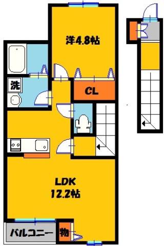 ベッレ フェリーチェ(1LDK/2階)の間取り写真