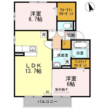 シャルマンI(2LDK/2階)の間取り写真