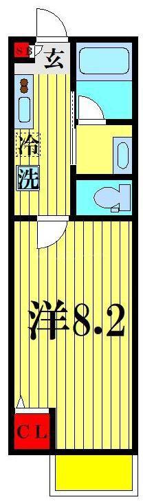 プレジール大室(1K/2階)の間取り写真