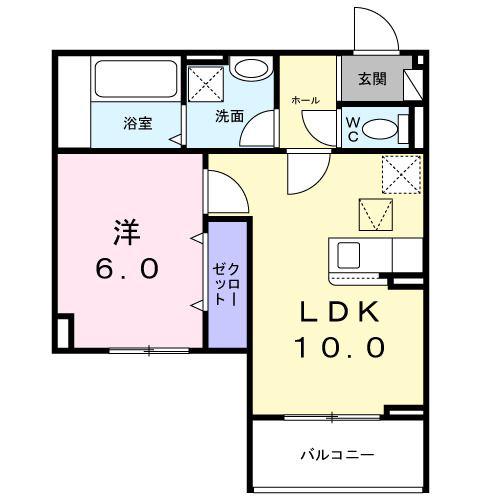浜甲子園1丁目アパート(1LDK/1階)の間取り写真