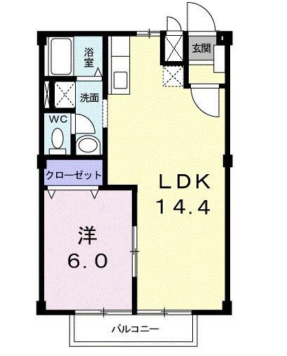 ニューシティ各務原(1LDK/2階)の間取り写真