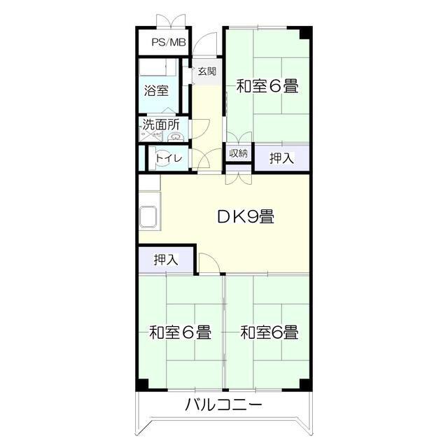 サンシティ・アベ(3DK/1階)の間取り写真