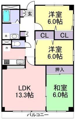 アルデールY・K(3LDK/1階)の間取り写真