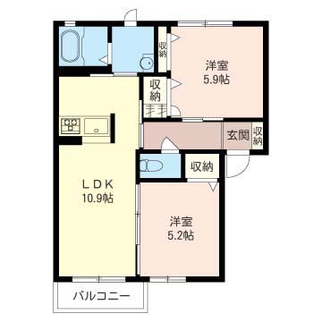 ブランB(2LDK/2階)の間取り写真