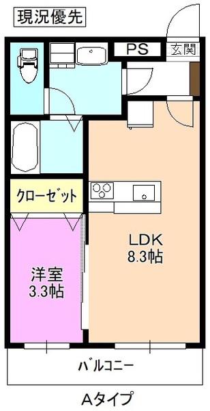 エル・フローラ南俣(1LDK/1階)の間取り写真