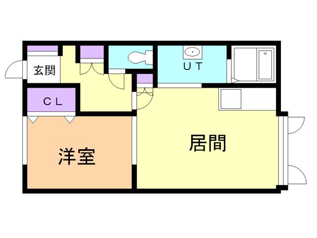 ベルシーヌ新生(1LDK/1階)の間取り写真