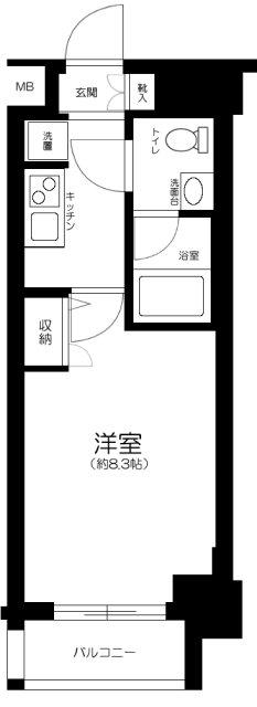 プレール・ドゥーク下板橋(1K/7階)の間取り写真