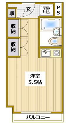 アミティ衣笠(ワンルーム/1階)の間取り写真
