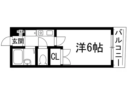 ジュネス売布(1K/3階)の間取り写真