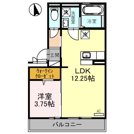 ユニステイ弐番館(1LDK/3階)の間取り写真