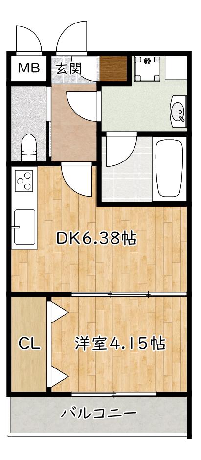 ガレリア南豊中(1DK/1階)の間取り写真