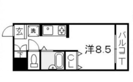 ブルースカイ小町(ワンルーム/3階)の間取り写真