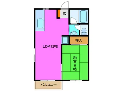 ハイツまほろば(1LDK/2階)の間取り写真