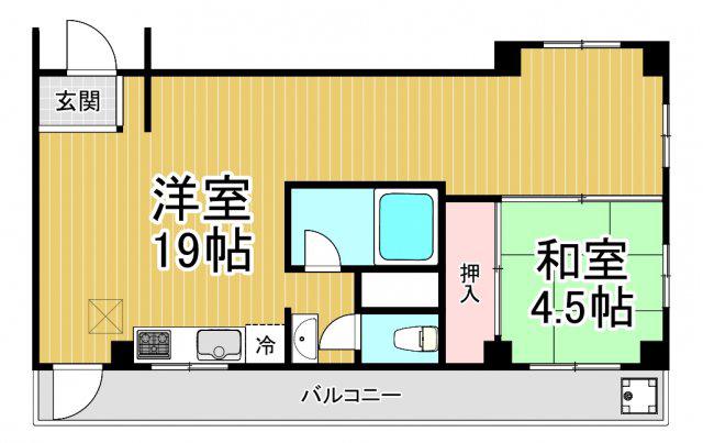 夙川カームマンション(1LDK/6階)の間取り写真