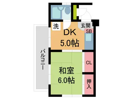 ドミール夙川(1DK/3階)の間取り写真