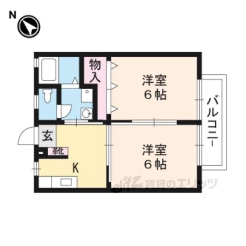 ハイツ田園(2DK/2階)の間取り写真