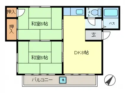 大成コーポ(2DK/2階)の間取り写真