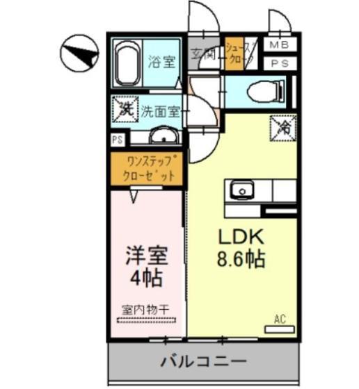 アビタシオン花房(1LDK/1階)の間取り写真