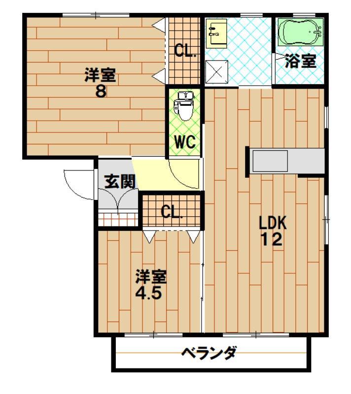 シャーメゾン南沖(2LDK/2階)の間取り写真