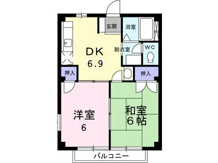 ブルースカイ(2DK/2階)の間取り写真