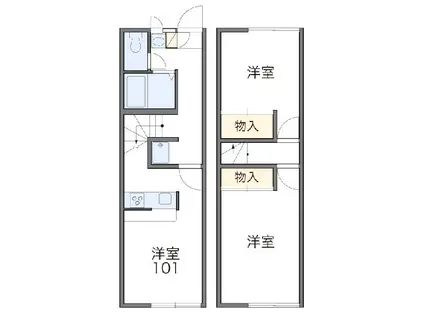 レオパレスレインボー(2DK/1階)の間取り写真