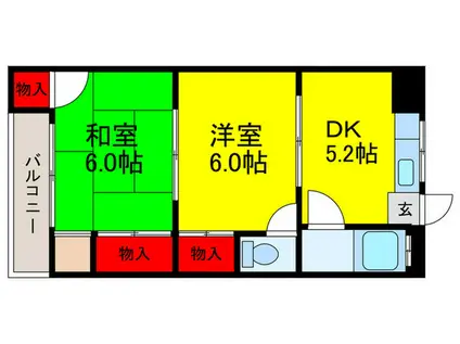 石井マンション(2DK/3階)の間取り写真
