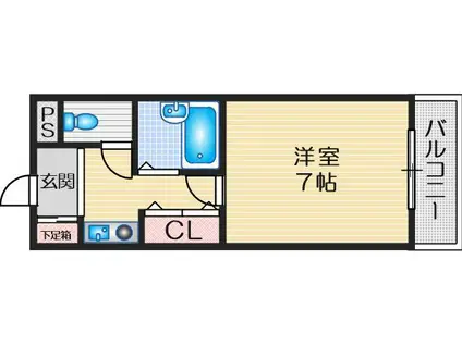 シャトレ豊津1(1K/2階)の間取り写真