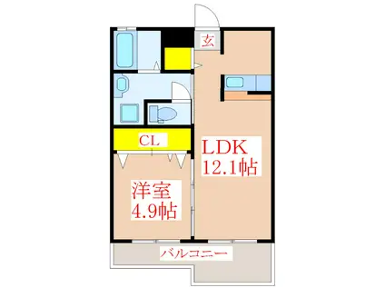サザンムア舞鶴(1LDK/2階)の間取り写真
