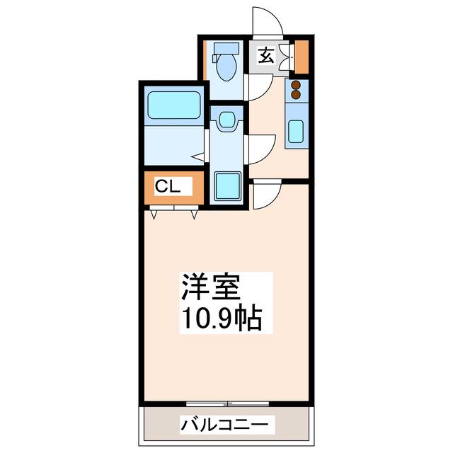 クロノス25上熊本(1K/6階)の間取り写真