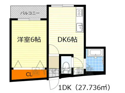 ノアーズ・アーク千里山田(1DK/3階)の間取り写真