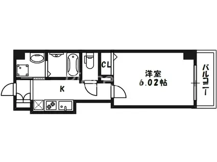 KALMIA北梅田(1K/4階)の間取り写真