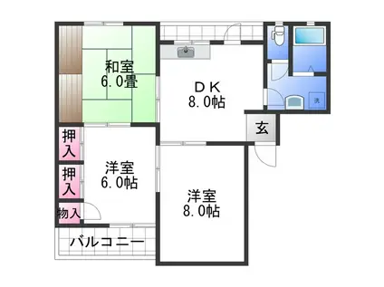 ハイツ有本(3DK/1階)の間取り写真