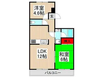 レスポワール池田(2LDK/4階)の間取り写真