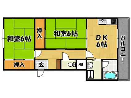 ダフゴ第1マンション(2DK/1階)の間取り写真