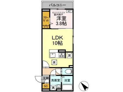 D PAINA大島上町(1LDK/1階)の間取り写真