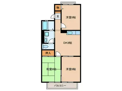 コマーノ松ヶ丘A棟(3DK/2階)の間取り写真