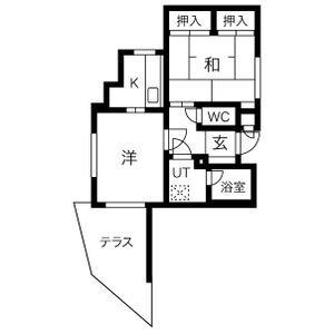 ラウムズ虹ヶ丘(2K/2階)の間取り写真