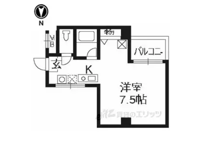 インテルビル(1K/8階)の間取り写真