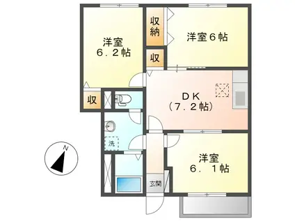 ビッグフォレストS(3DK/1階)の間取り写真