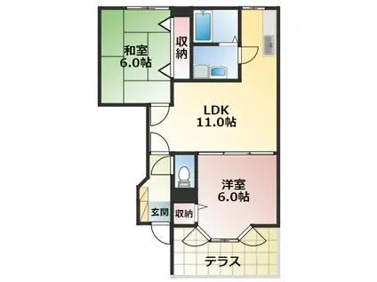 ヴェルドミールI(2LDK/1階)の間取り写真