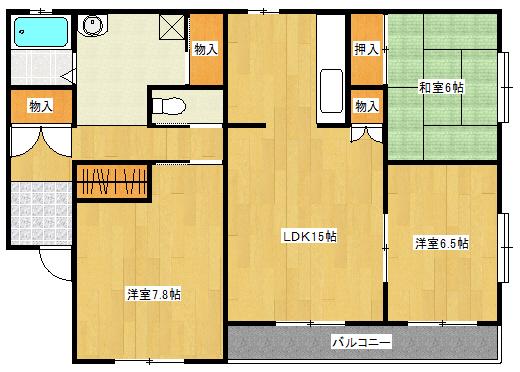 ウィンベル戸坂(3LDK/2階)の間取り写真