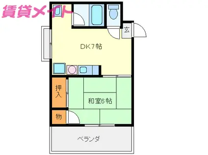 ウイングルートII(1DK/4階)の間取り写真