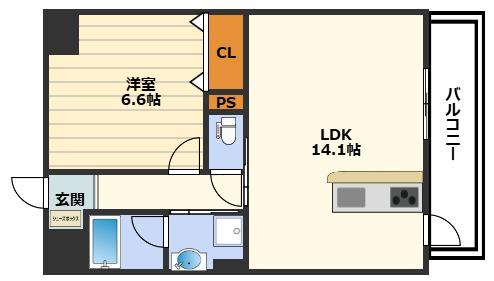 ES-GRANDE UMEDAKITA(1LDK/3階)の間取り写真