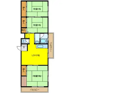 旭マンション(3DK/3階)の間取り写真