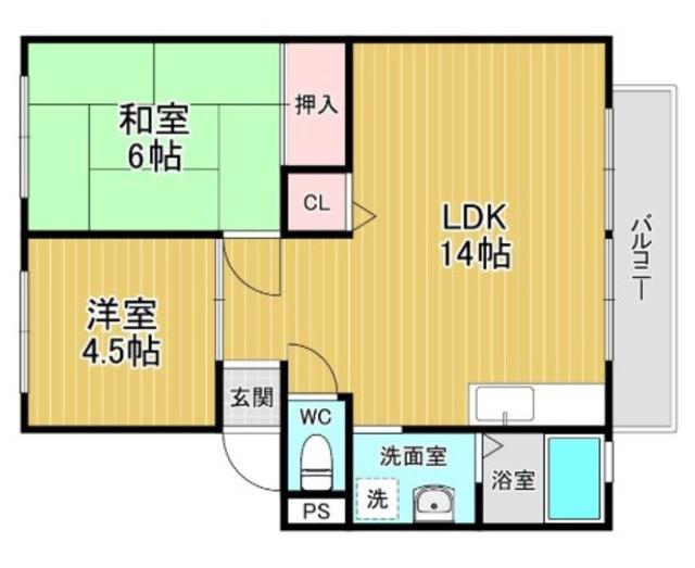 リーブハイツ(2LDK/1階)の間取り写真